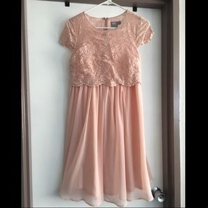 ASOS blush lace chiffon popover dress